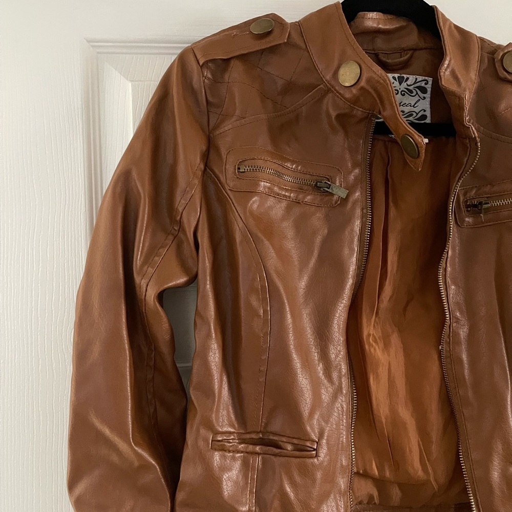 Dark Brown Leatherette Jacket - Picture 4 of 9